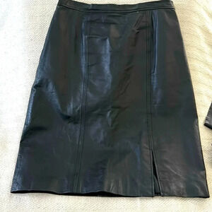 Via Accenti Vintage Leather MIDI Skirt